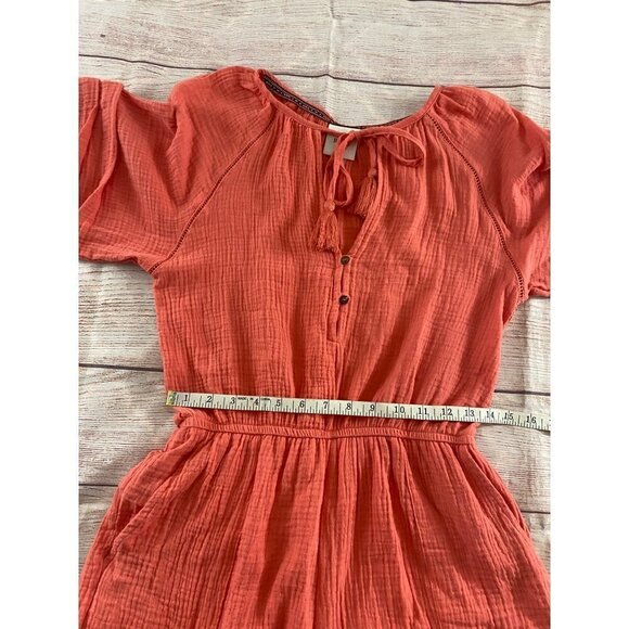 Knox Rose Women's Casual Coral Bohemian Romper - Small - Picture 8 of 13